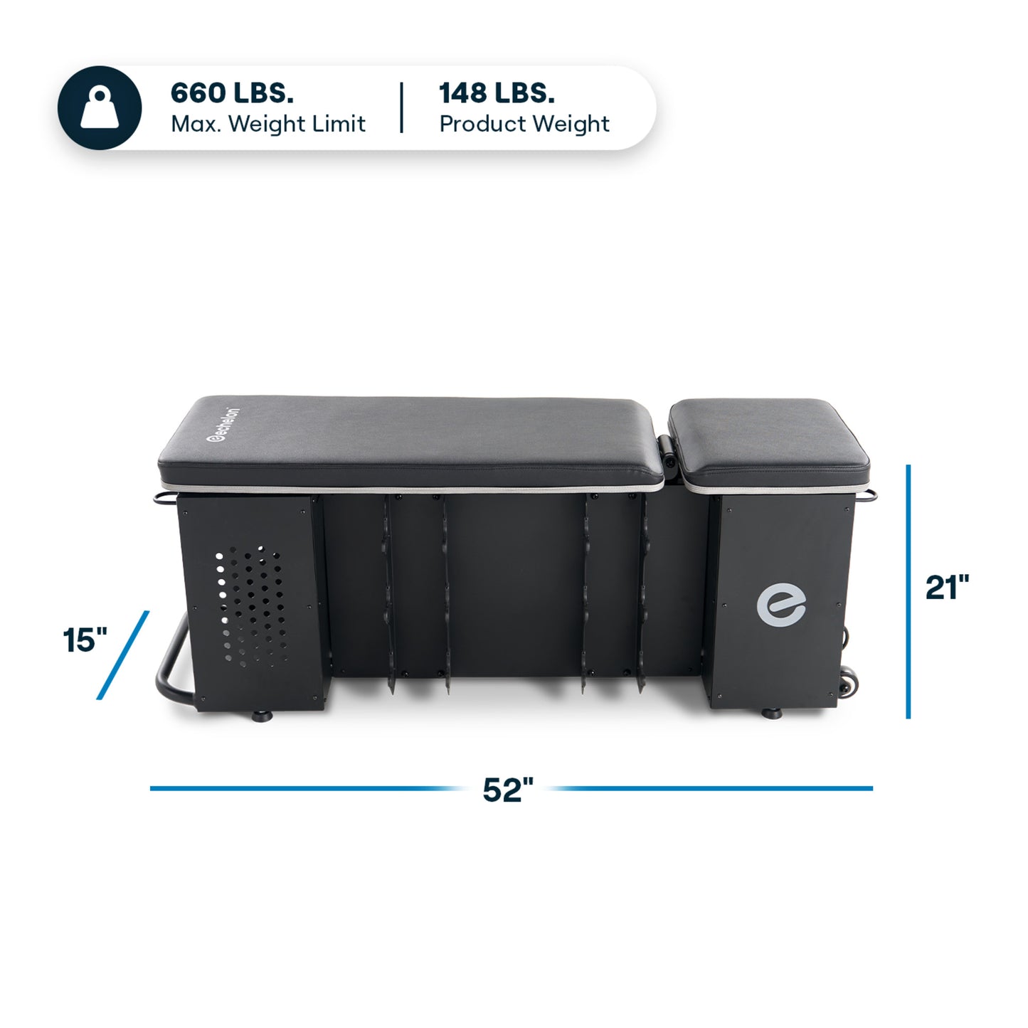 Echelon Adjustable Weight Bench with 6-Position Backrest & Dumbbell Storage