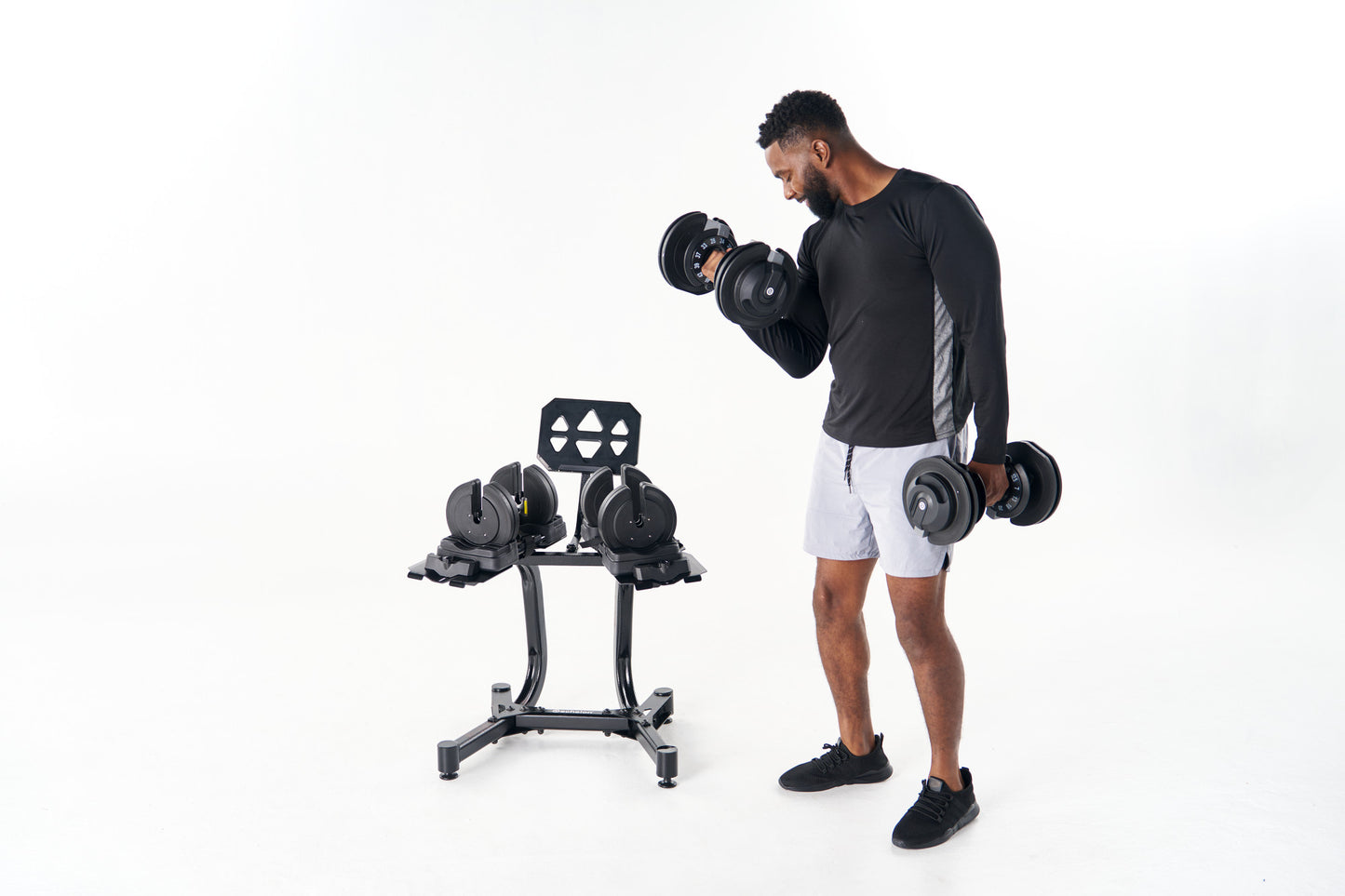 Echelon Adjustable Dumbbells Set 7–52.5 lbs with Stand, Quick Weight Adjustment, Space-Saving Design