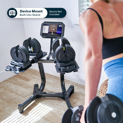 Echelon Adjustable Dumbbells Set 7–52.5 lbs with Stand, Quick Weight Adjustment, Space-Saving Design