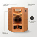 Multifunctional 2-3 Person Infrared Sauna for Home, 2180W Indoor Sauna with 7-Color LED Ambient Light, Red Light Feature, Oxygen Bar, Dual Bluetooth Speakers, 360° Surround Heating
