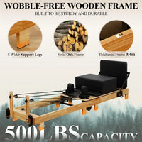 Pilates Reformer Machine, Wood Pilates Machine Bed Yoga Exercise Strength Training Equipment for Home Workout