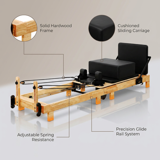 Pilates Reformer Machine, Wood Pilates Machine Bed Yoga Exercise Strength Training Equipment for Home Workout — Lifestyle