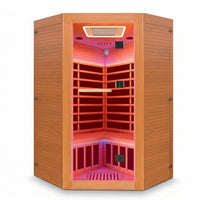 Multifunctional 2-3 Person Infrared Sauna for Home, 2180W Indoor Sauna with 7-Color LED Ambient Light, Red Light Feature, Oxygen Bar, Dual Bluetooth Speakers, 360° Surround Heating — Studio Shot