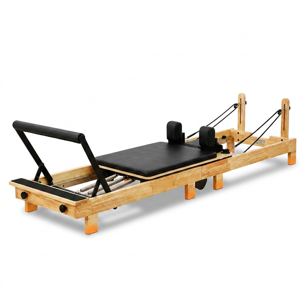 Pilates Reformer Machine, Wood Pilates Machine Bed Yoga Exercise Strength Training Equipment for Home Workout